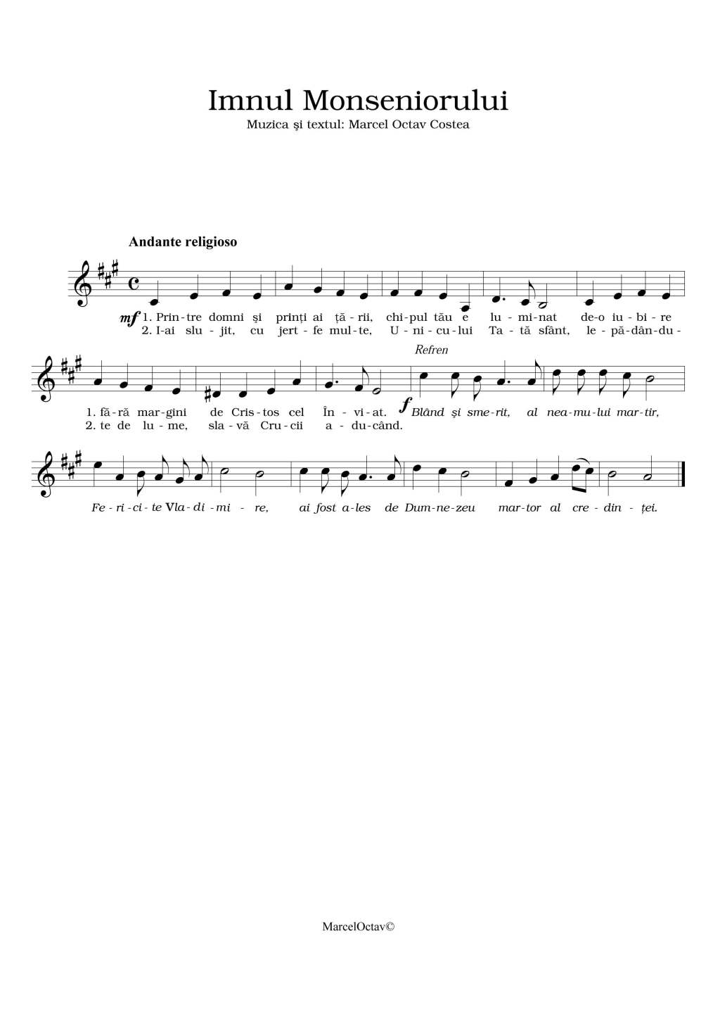 Imn in cinstea venerabilului Vladimir Ghika