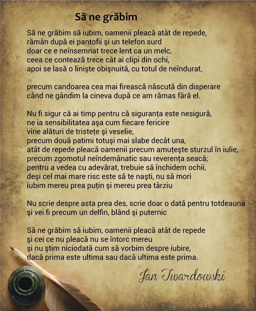 Poezie_sa ne grabim_Jan Twardowski_Lumea poeziilor