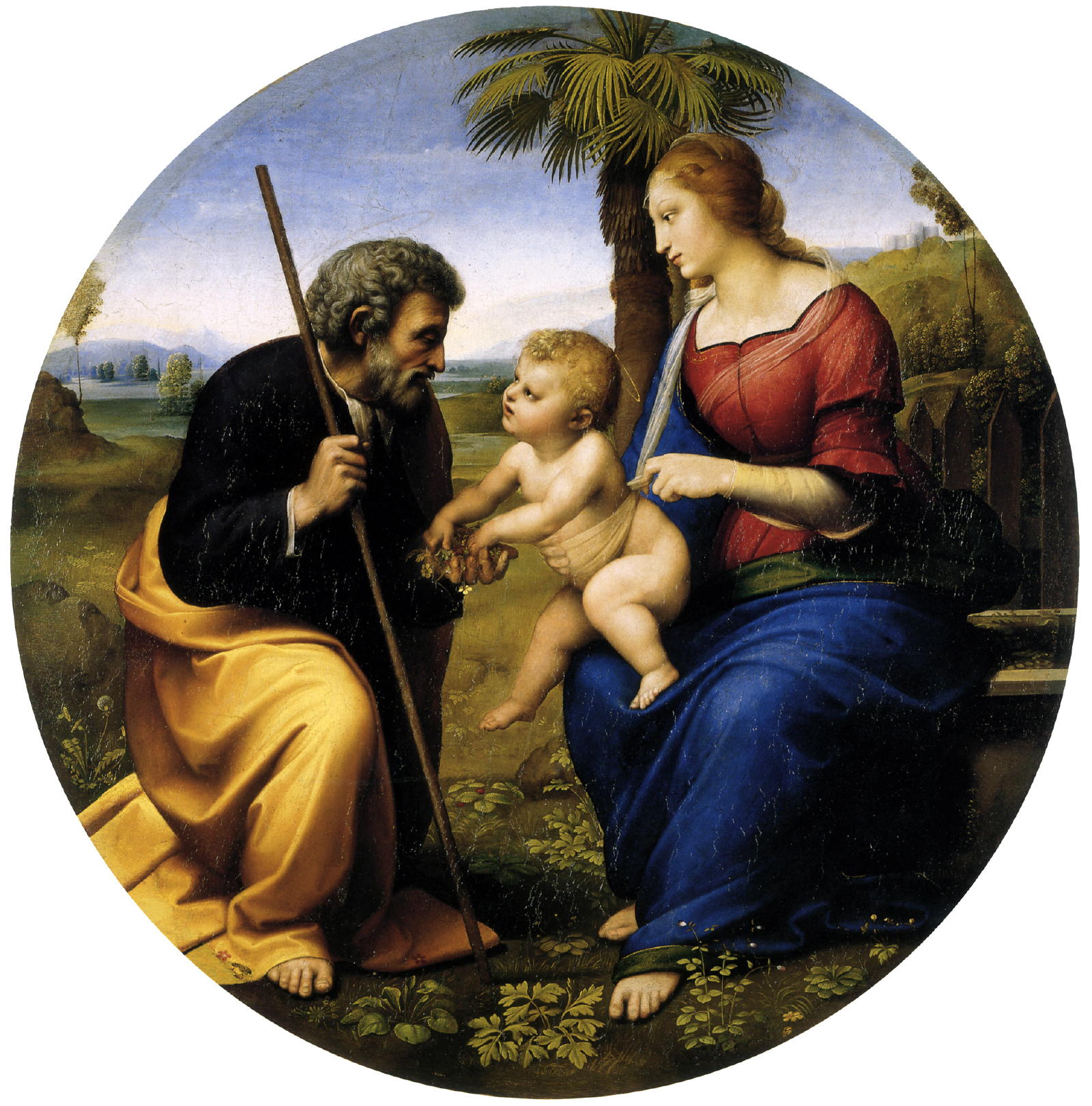 Raffaello holy-family-with-palm Sfanta Familie Isus Maria si Iosif